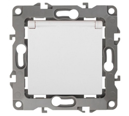 Розетка 12-2103-01 с заземлением со шторками с крышкой, 16АХ-250В,  белый  Б0014693  ЭРА