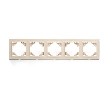 Рамка пятиместная горизонтальная, серия Эрна, PFR00-9005-02, слоновая кость  39621  STEKKER