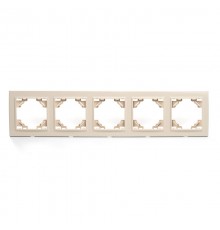 Рамка пятиместная горизонтальная, серия Эрна, PFR00-9005-02, слоновая кость  39621  STEKKER