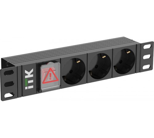 ITK PDU 3 розетки нем. ст. LED 1U вх. С14 10"  PH12-3D3-P  ITK