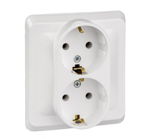 Этюд Белый С/У Розетка 2-ая с заземлением  PC16-007B  SE снято с произв. аналог - BLNRS001021