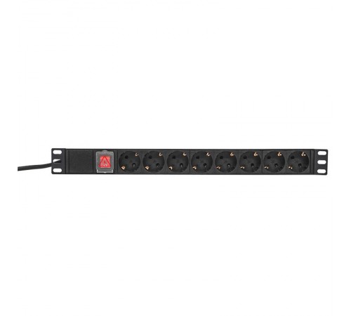 Блок розеток PDU TERACOM PRO 19" 1U 16А/250В 8 розеток Schuko 2 метра сечение 3x1,5 мм2  TRP-HPD-LS-16A-8SH-2MSH  EKF