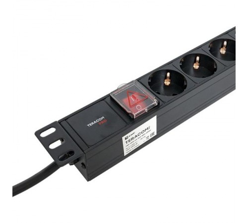 Блок розеток PDU TERACOM PRO 19" 1U 16А/250В 8 розеток Schuko 2 метра сечение 3x1,5 мм2  TRP-HPD-LS-16A-8SH-2MSH  EKF