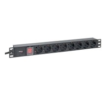 Блок розеток PDU TERACOM PRO 19" 1U 16А/250В 8 розеток Schuko 2 метра сечение 3x1,5 мм2  TRP-HPD-LS-16A-8SH-2MSH  EKF
