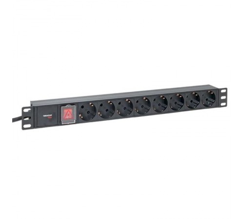 Блок розеток PDU TERACOM PRO 19" 1U 16А/250В 8 розеток Schuko 2 метра сечение 3x1,5 мм2  TRP-HPD-LS-16A-8SH-2MSH  EKF