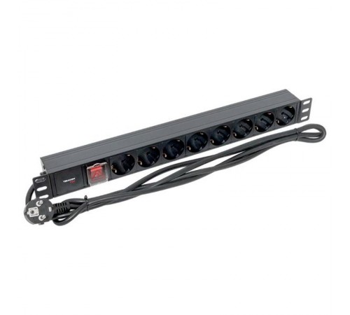 Блок розеток PDU TERACOM PRO 19" 1U 16А/250В 8 розеток Schuko 2 метра сечение 3x1,5 мм2  TRP-HPD-LS-16A-8SH-2MSH  EKF