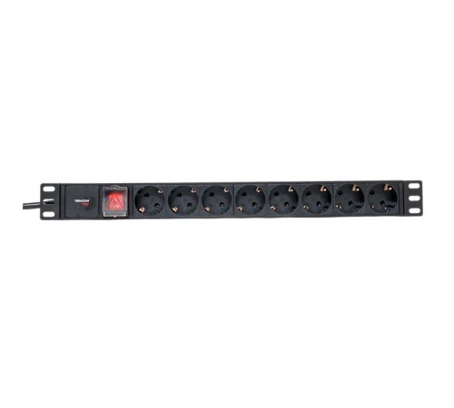 Блок розеток PDU TERACOM PRO 19" 1U 16А/250В 8 розеток Schuko 2 метра сечение 3x1,5 мм2  TRP-HPD-LS-16A-8SH-2MSH  EKF