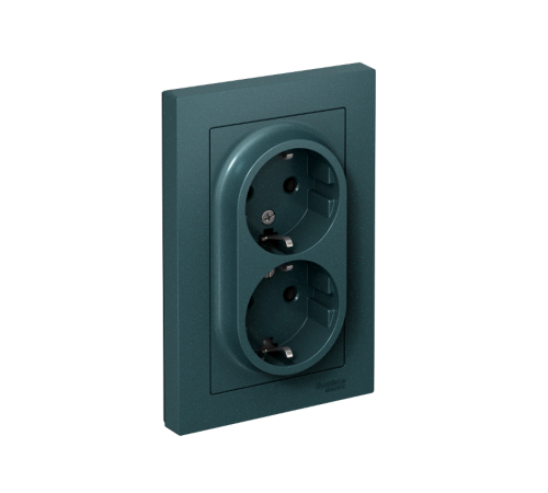 AtlasDesign Изумруд Розетка 2-ая с заземлением, 16А, (в сборе с рамкой)  ATN000824  SE