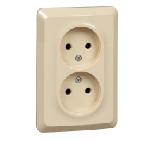Этюд Кремовый С/У Розетка 2-ая без заземления без шторок 16А 250B  PC16-105K  SE