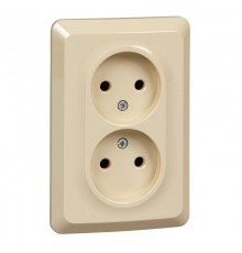 Этюд Кремовый С/У Розетка 2-ая без заземления без шторок 16А 250B  PC16-105K  SE