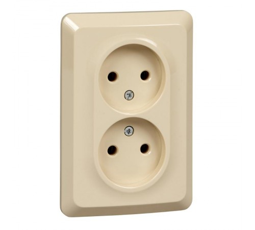 Этюд Кремовый С/У Розетка 2-ая без заземления без шторок 16А 250B  PC16-105K  SE