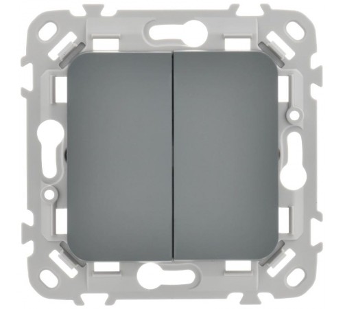 FLITE Выключатель 2-клавишный 10А ВС12-1-0-ФлМА мокрый асфальт  FI-V20-0-10-1-K80  IEK