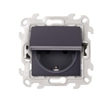 Simon 24 Графит Розетка 2К+З IP44 Push&Go  2420448-038  Simon