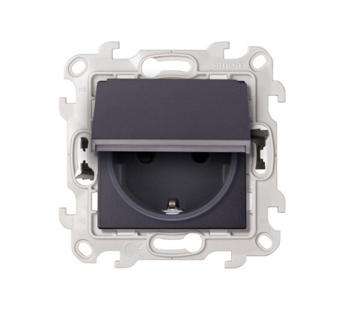 Simon 24 Графит Розетка 2К+З IP44 Push&Go  2420448-038  Simon