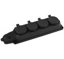 K-4e-B-IP44 ЭРА Колодка каучуковая с/з 4гн 16A IP44 черная  Б0044546  ЭРА