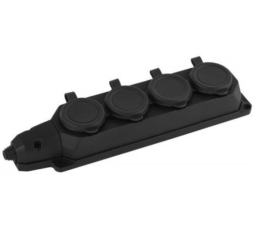 K-4e-B-IP44 ЭРА Колодка каучуковая с/з 4гн 16A IP44 черная  Б0044546  ЭРА