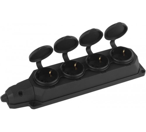 K-4e-B-IP44 ЭРА Колодка каучуковая с/з 4гн 16A IP44 черная  Б0044546  ЭРА