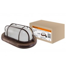 Светильник пылевлагозащищенный под лампу для ЖКХ НПБ1202 венге овал с реш. 100Вт IP54  SQ0303-0439  TDM