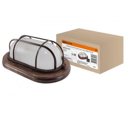 Светильник пылевлагозащищенный под лампу для ЖКХ НПБ1202 венге овал с реш. 100Вт IP54  SQ0303-0439  TDM