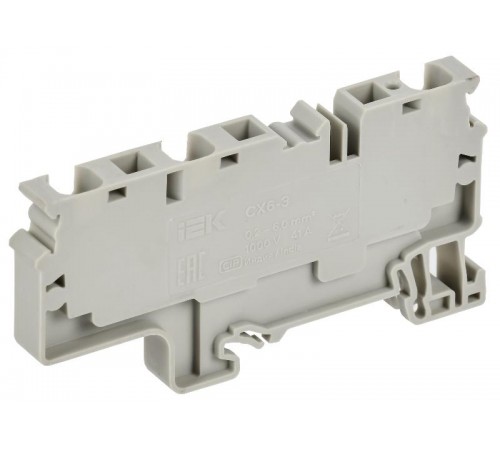 ARMAFIX Клемма пруж. CX6-3 6мм2 3-конт. серая  AF-CT40-00-3-K03-006  IEK