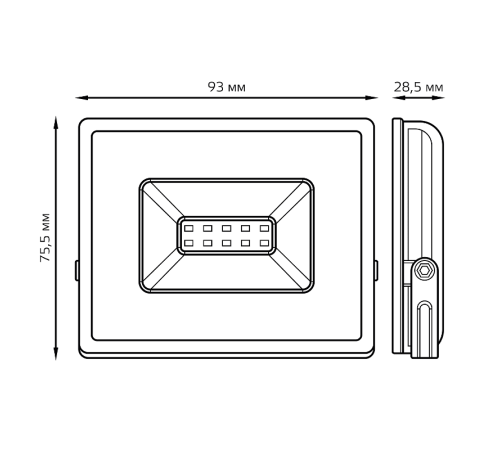 Прожектор светодиодный СДО LED 10Вт 6500К IP65 черный  613100310  Gauss