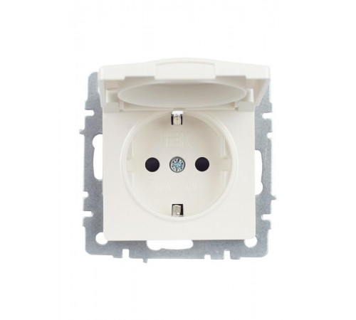 BRITE Розетка с заземлением со шторками с кр. 16А IP44 РСбш10-3-44-БрЖ жемчуг  BR-R16-16-44-K36  IEK