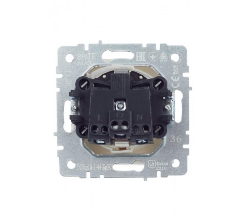 BRITE Розетка с заземлением со шторками с кр. 16А IP44 РСбш10-3-44-БрЖ жемчуг  BR-R16-16-44-K36  IEK