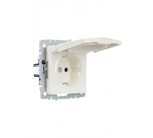 BRITE Розетка с заземлением со шторками с кр. 16А IP44 РСбш10-3-44-БрЖ жемчуг  BR-R16-16-44-K36  IEK