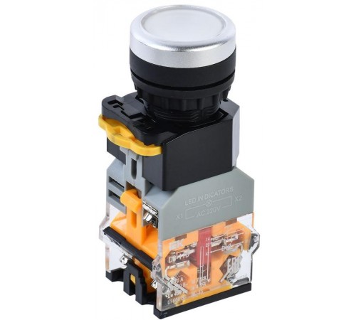 Кнопка D8-11D d=22мм 1з+1р с подсветкой белая  BBT30-11D-3-12-K01  IEK