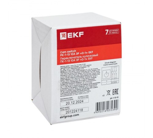 Переключатель кулачковый ПК-1-13 10А 3P "0-1" EKF PROxima  pk-1-13-10  EKF