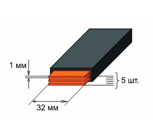 Шина медная гибкая изолированная ШМГ 5х(32x1мм) 2м.   SQ0828-0005  TDM