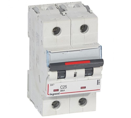 Выключатель автоматический двухполюсный DX3 25A C 36кА (3 мод)  410010  Legrand