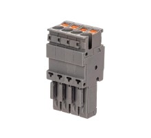 Штекер, зажим push-in, 4 точки подключения, 2.5 кв.мм, серый  VPR-P-2.5-4  DKC