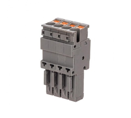 Штекер, зажим push-in, 4 точки подключения, 2.5 кв.мм, серый  VPR-P-2.5-4  DKC