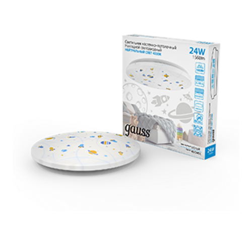 Светильник светодиодный накладной, 380x63, 24Вт, 1560Лм, IP20, 4000K, круглый (динозавр),1/10  941411224D  Gauss
