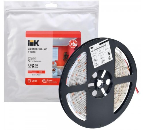 Лента светодиодная 5м LSR-2835R60-4,8-IP65-12В  LSR1-6-060-65-3-05  IEK