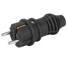 Вилка  каучуковая c заземлением 16А IP44 прямая черная  VX13-B-IP44  Б0069321  ЭРА