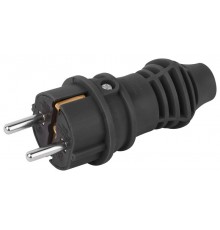 Вилка  каучуковая c заземлением 16А IP44 прямая черная  VX13-B-IP44  Б0069321  ЭРА