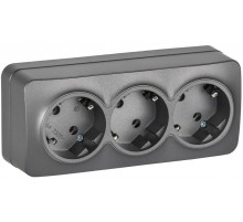 GLORY Розетка 3-местная с з/к без з/ш о/у 16А РС23-3-ХСм сталь матовый  ERH31-K46M-16  IEK