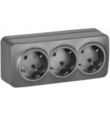 GLORY Розетка 3-местная с з/к без з/ш о/у 16А РС23-3-ХСм сталь матовый  ERH31-K46M-16  IEK