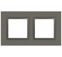 Рамка для розеток и выключателей Elegance 14-5202-16 на 2 поста, металл, титан  Б0065843  ЭРА
