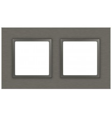 Рамка для розеток и выключателей Elegance 14-5202-16 на 2 поста, металл, титан  Б0065843  ЭРА
