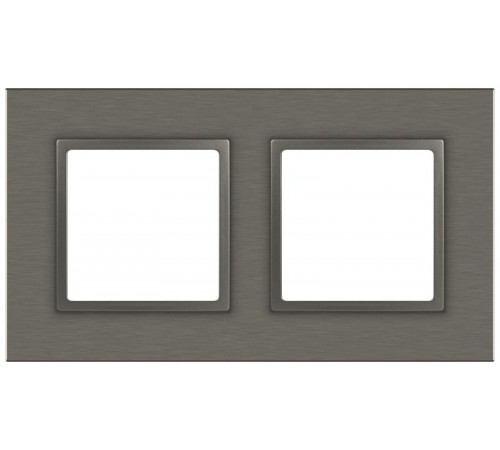 Рамка для розеток и выключателей Elegance 14-5202-16 на 2 поста, металл, титан  Б0065843  ЭРА