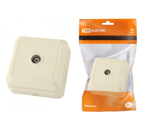Розетка TВ простая (0-2400 Гц,  "мама") открытой установки, IP20 сл. кость "Ладога"   SQ1801-0026  TDM