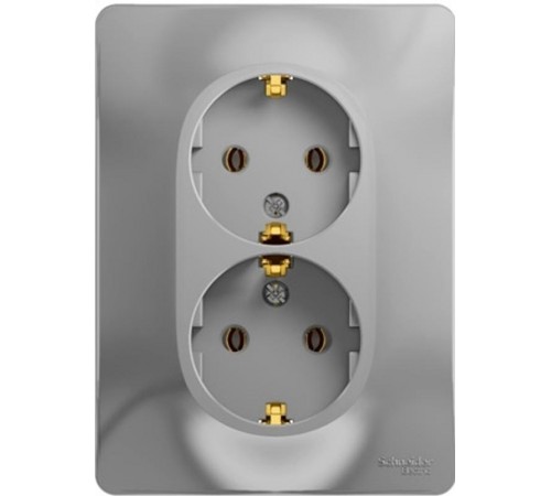 Glossa Алюминий Розетка 2-я с заземлением (в сборе с рамкой)  GSL000324  SE