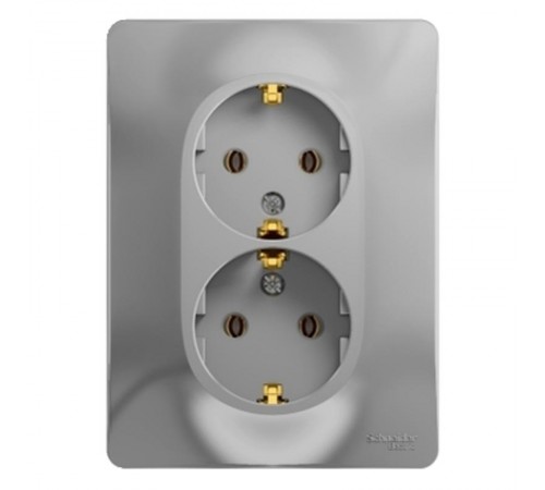 Glossa Алюминий Розетка 2-я с заземлением (в сборе с рамкой)  GSL000324  SE