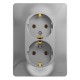 Glossa Алюминий Розетка 2-я с заземлением (в сборе с рамкой)  GSL000324  SE