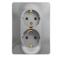 Glossa Алюминий Розетка 2-я с заземлением (в сборе с рамкой)  GSL000324  SE