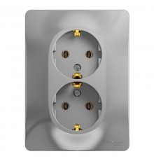 Glossa Алюминий Розетка 2-я с заземлением (в сборе с рамкой)  GSL000324  SE