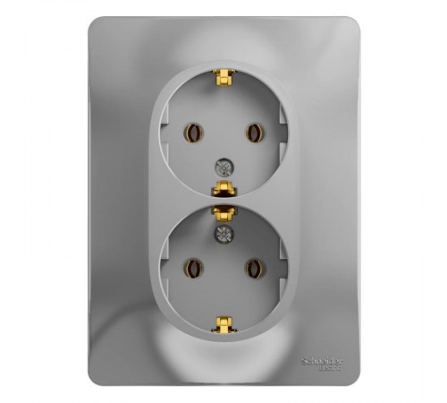 Glossa Алюминий Розетка 2-я с заземлением (в сборе с рамкой)  GSL000324  SE